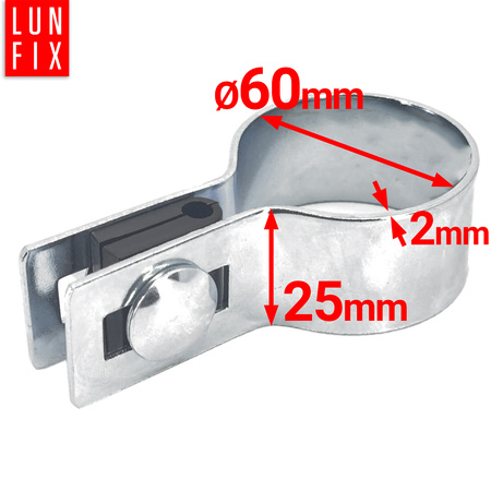 Příchytka plotového panelu koncová fi60 mm stříbrná