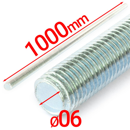 Závitová tyč M6 pozinkovaná 1000 mm 4.8 1ks.