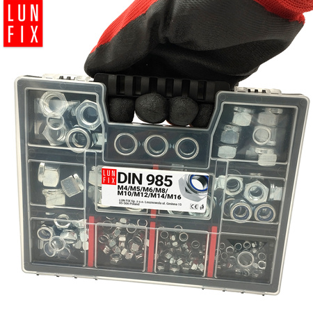 Sada samojistných matic 172 skusů DIN 985 M4-M16