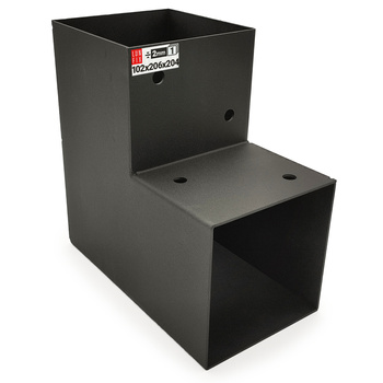 Spojka trámů L 100x100mm čtvercová podpora 2 konce