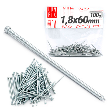 Hřebíky kolářské 1,8x60mm stříbrné pozinkované 100g