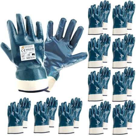 Pracovní rukavice odolné proti oleji 10 XL 12ks.