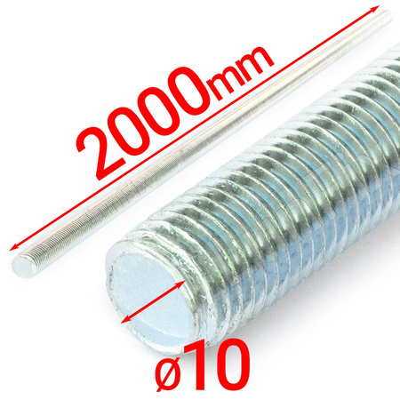 Závitová tyč M10 pozinkovaná 2000 mm 4.8 1ks.