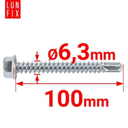 Samovrtný šroub 6,3x100 šestihranný DIN7504K pozinkovaný 20ks.