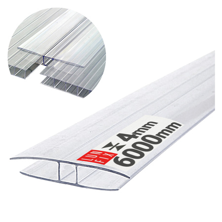 Spojovací profil H4 čirý pro polykarbonát 6m