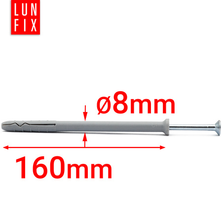 Hmoždinky natloukací 8x160 rozpěrné se zápustnou hlavou 100 ks.