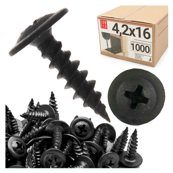 Šrouby na kov černé 4,2x16 s talířovou hlavou 1000ks.