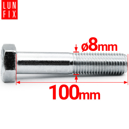 Metrický šroub M8x100 částečný závit DIN 931 třída 8.8 pozink. 1kg