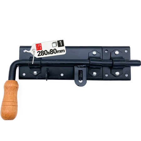 Zástrčka vratová 280x80mm černá s dřevěnou koncovkou pravá 1ks