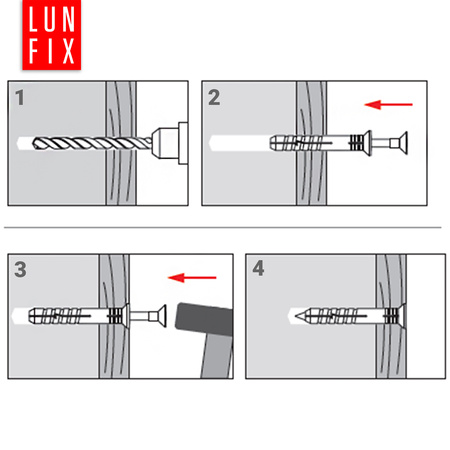 Hmoždinky natloukací 6x50rozpěrné se zápustnou hlavou 200 ks.