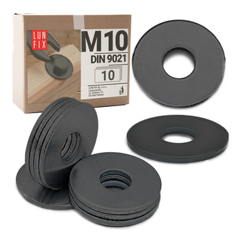 Velkoplošná podložka M10 černý pozink DIN9021 10ks.