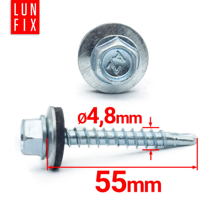 Samořezný vrut do plechu 4,8x55 pozinkovaný 250ks.