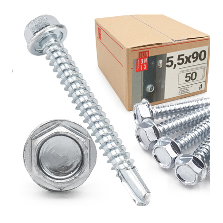 Samovrtný šroub 5,5x90 šestihranný DIN7504K pozinkovaný 50ks.