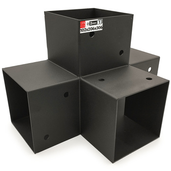 Spojka trámů X 100x100mm čtvercová podpora 4 konce