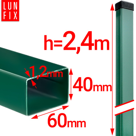 Plotový sloupek 0x40x2400 tl. 1,2 mm, zelený