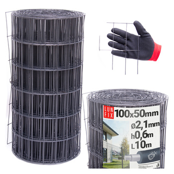 Antracitové svařované pletivo poplastované role 10m oko 100x50 drát 2,1 mm výška 0,6m