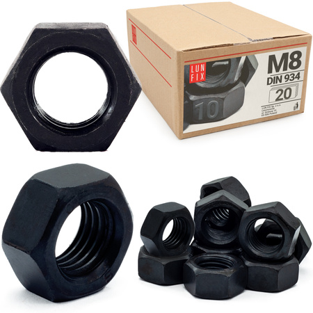 Šestihranná matice M8 DIN 934 třída 10 černá 20ks.