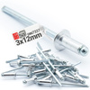 Nýt trhací 3x12mm hliník/ocel se zapuštěnou hlavou 50ks