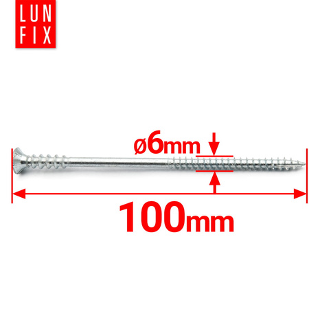 Distanční vrut 6x100 se zapustnou hlavou pozinkovaný TORX30 100ks