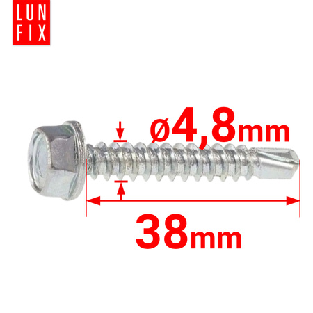 Samovrtný šroub 4,8x38 šestihranný DIN7504K pozinkovaný 100ks.