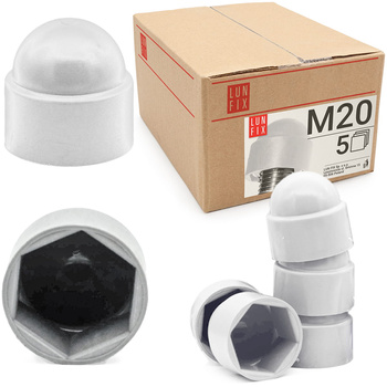 Krytka pro šrouby a matice se šestihrannou hlavou M20/30 bílá 5 ks