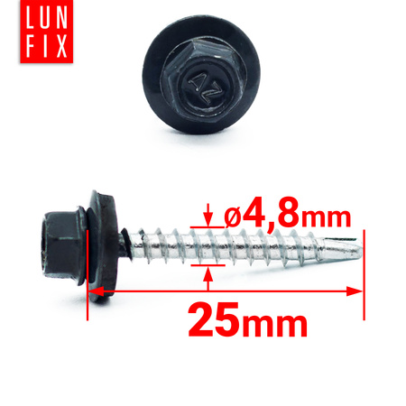 Samořezný vrut do plechu 4,8x25 antracitový RAL 7016 250ks.