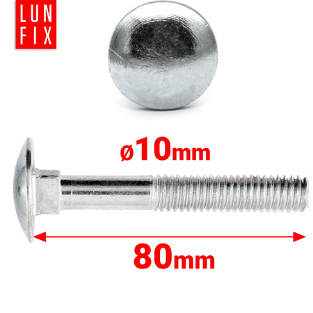 Vrátový šroub M10x80mm pozinkovaný