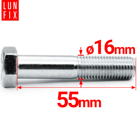 Metrický šroub M16x55 částečný závit DIN 931 třída 8.8 pozink. 1kg