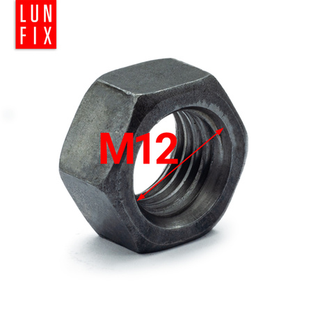 Šestihranná matice M12 DIN 934 třída 6 černá 10 ks.