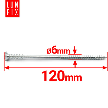 Distanční vrut 6x120 se zapustnou hlavou pozinkovaný TORX30 100szt