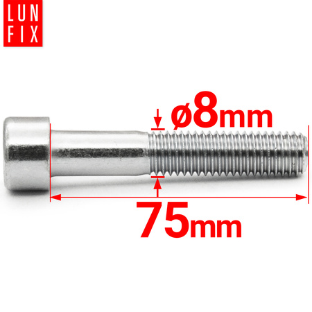 Šroub s válcovou hlavou M8x75 vnitřní šestihran DIN912 třída 8,8 1kg