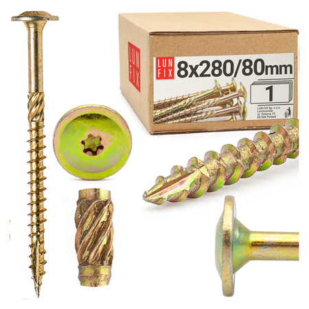 Tesařský talířový vrut 8x280 do dřeva WKCP 1ks.