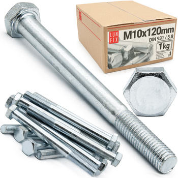 Metrický šroub M10x120 částečný závit DIN 931 třída 5.8 pozink. 1kg