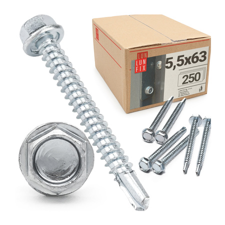 Samovrtný šroub 5,5x63 šestihranný DIN7504K pozinkovaný 250ks.