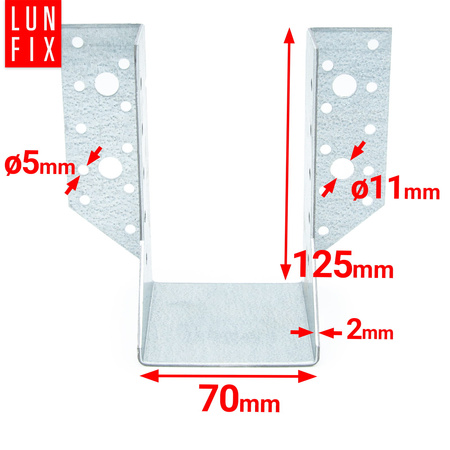 Závěs trámu 70x125 mm spojovací botka WB70