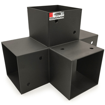Spojka trámů X 120x120mm čtvercová podpora na hranoly 4 konci