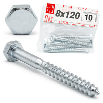 Vrut do dřeva M8x120 s šestihrannou hlavou DIN 571 pozinkovaný 10ks.