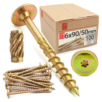Tesařský talířový vrut 6x90 do dřeva WKCP 100ks.