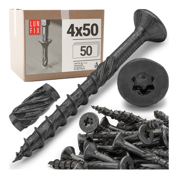 Tesařské černé šrouby 4x50 se zapustnou hlavou pozinkované 50ks