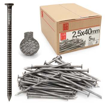 Vroubkované hřebíky 2,5 x 40 mm 1,5" černé 5 kg