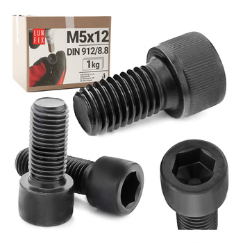 Imbusový šroub M5 12mm  černý pozink DIN 912 třída 8.8 1kg