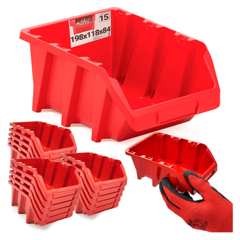 Kontejnery na nářadí červené 198x118x84mm 15ks.