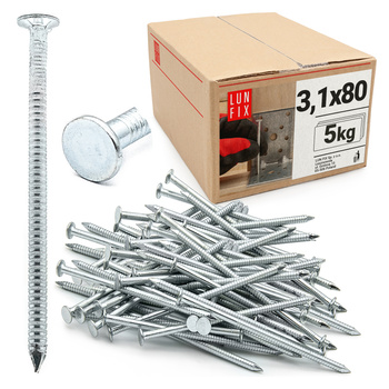 Vroubkované hřebíky 3,1x80 mm 3" pozinkované 5kg