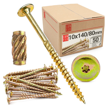 Tesařský talířový vrut 10x140 do dřeva WKCP 50ks.