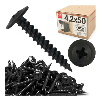 Šrouby na kov černé 4,2x50 s talířovou hlavou 250ks.