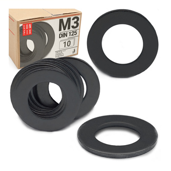 Plochá podložka M3 černý pozink DIN125 10ks.