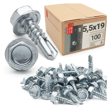 Samovrtný šroub 5,5x19 šestihranný DIN7504K pozinkovaný 100ks.