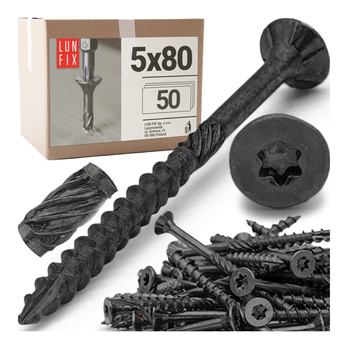 Tesařské černé šrouby 5x80 se zapustnou hlavou pozinkované 500ks