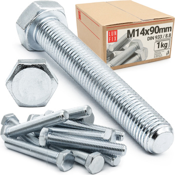 Metrický šroub M14x90 pozinkovaný DIN 933 třída 8.8 1kg