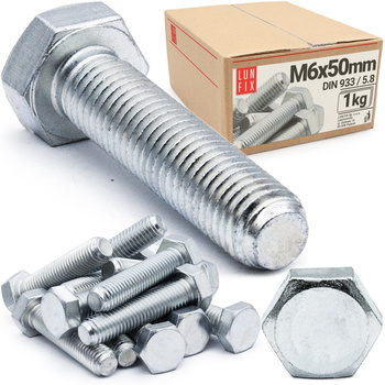 Metrický šroub M6x50 pozinkovaný DIN 933 třída 5.8 1kg